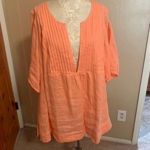 Lane Bryant coral linen shirt / swim cover